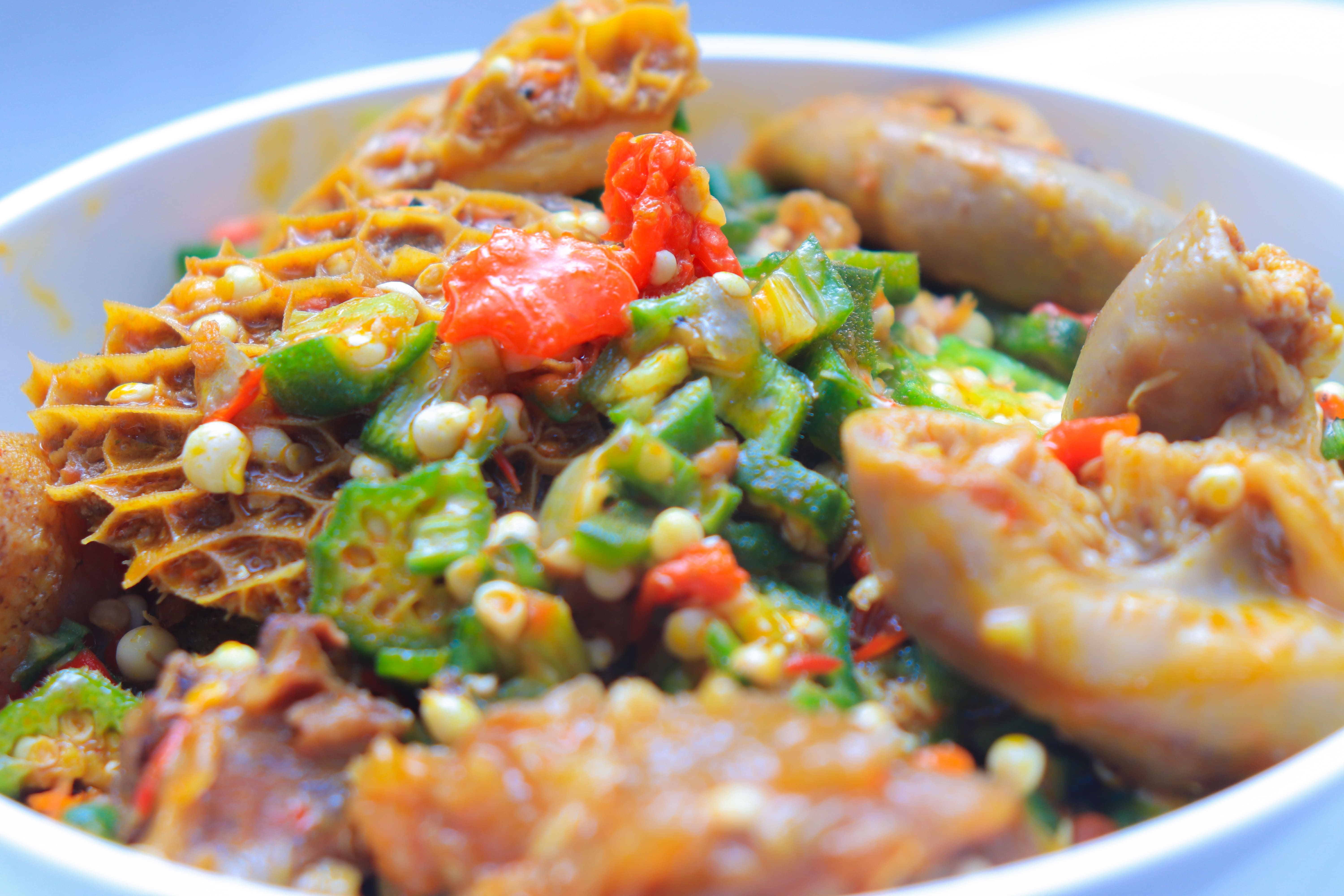 Okro with assorted meat
